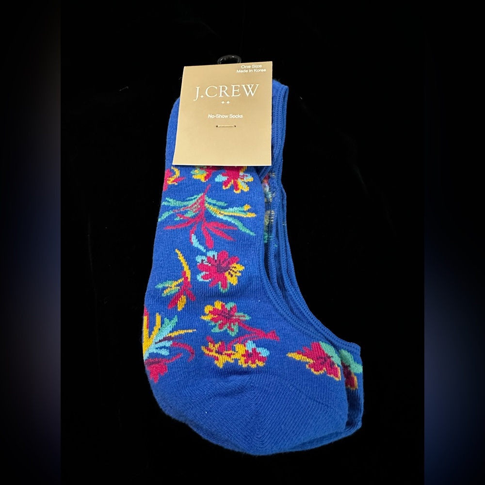 NWT J. Crew Blue Floral No-Show Socks